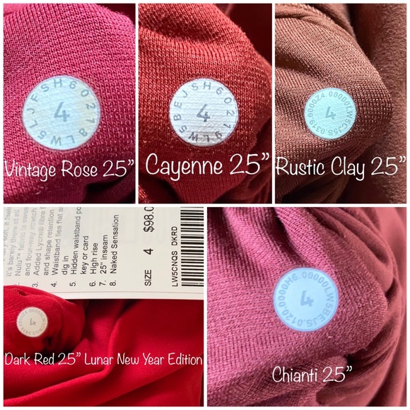 Lululemon Align Red/Oranges/Pinks Comparisons - Picture 5 of 6